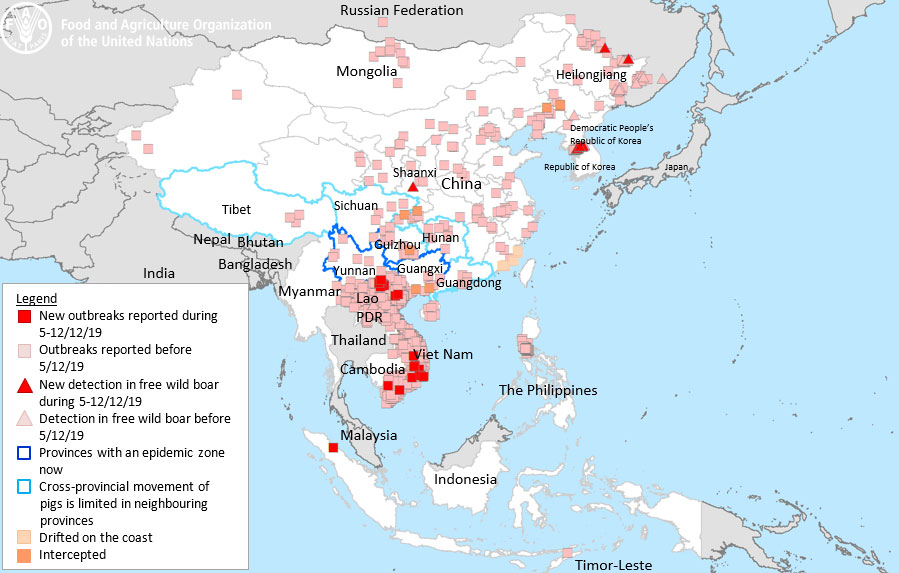 OIE map ASF ASIA